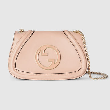 Gucci Blondie Mini/Small Shoulder Bag with a signature circular Interlocking G logo and gold-tone chain strap