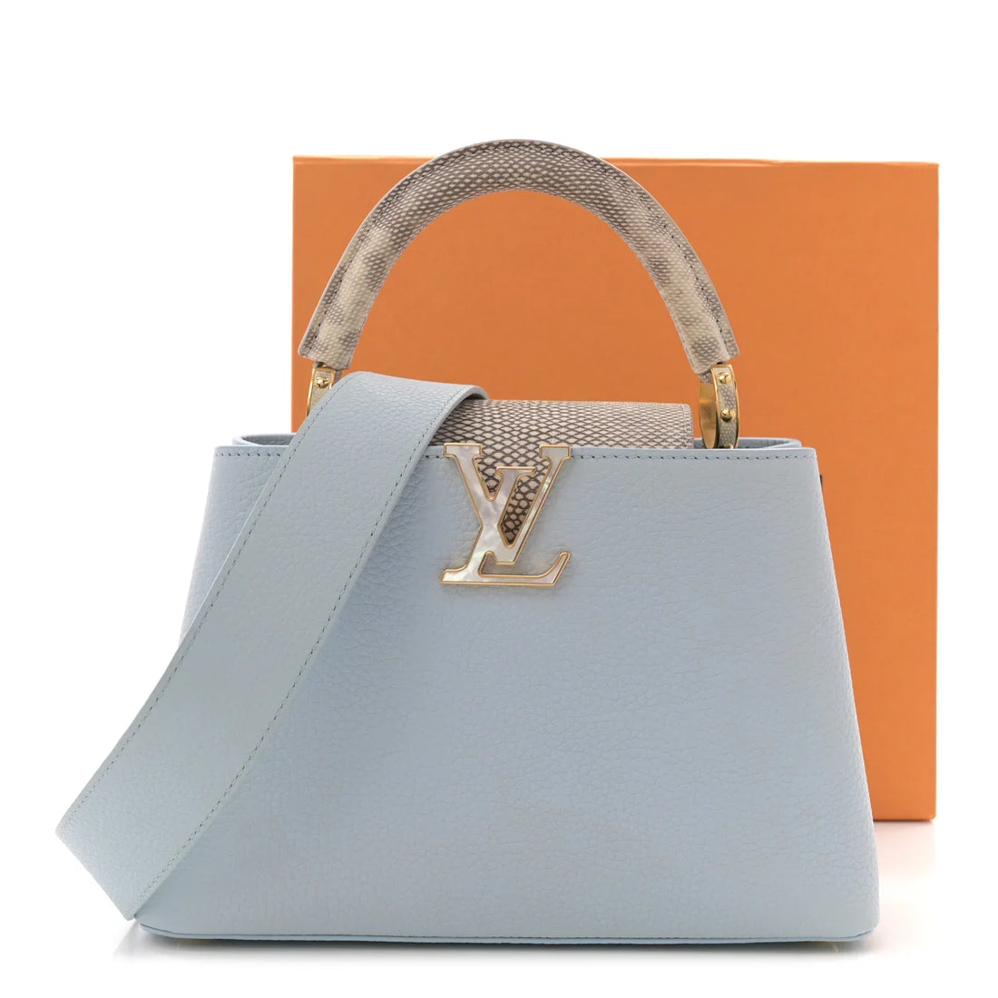 Louis Vuitton Taurillon Snakeskin Capucines BB handbag in the Olympe Blue colorway