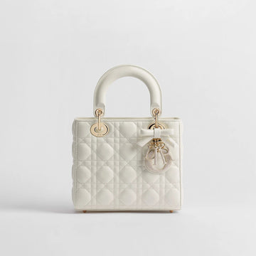 white Cannage lambskin Lady Dior bag