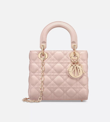 Mini Lady Dior-Style Bag in Blush Pink with Gold-Tone Hardware