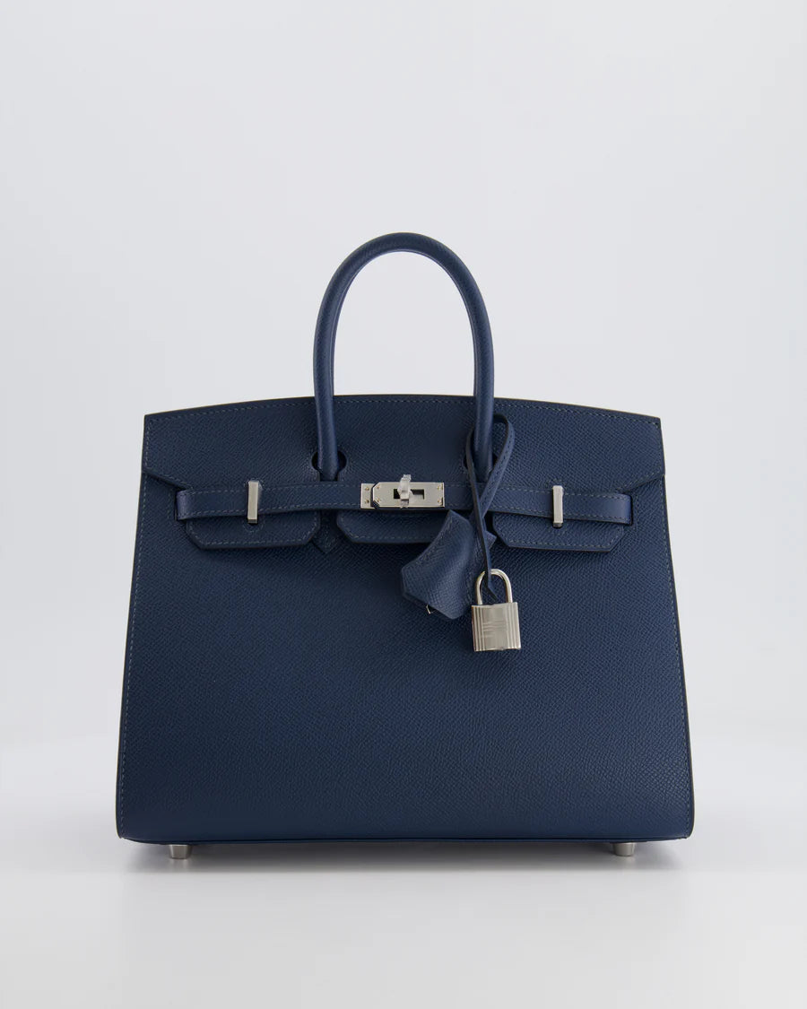 Hermès Birkin 25 Verso – Blue Encre Togo & Orange H (Palladium Hardware)