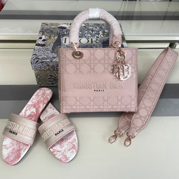 Christian Dior Canvas Cannage Medium Lady D-Lite Tote Bag