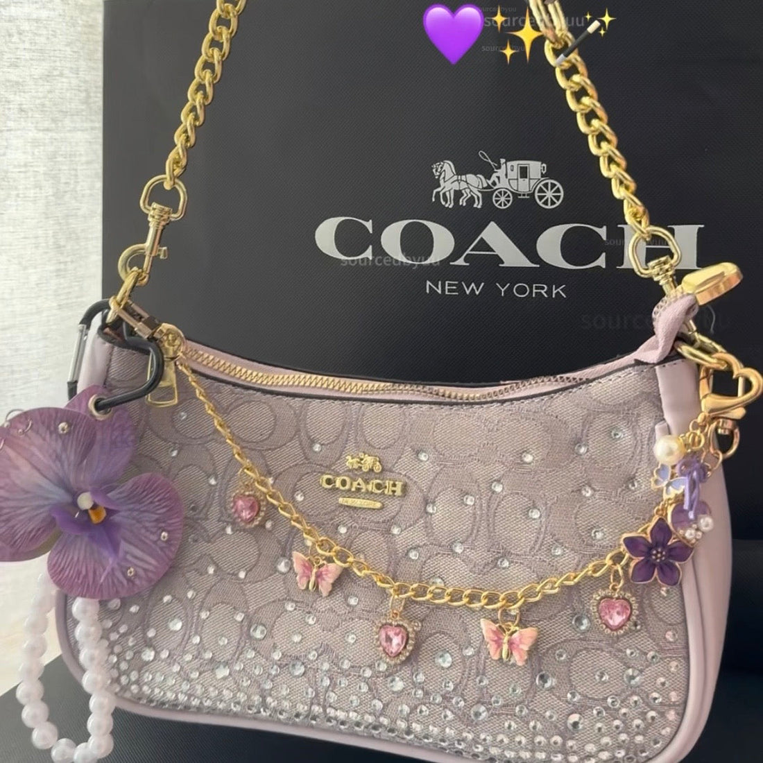 Coach Teri Shoulder Bag – Lavender Butterfly Edition