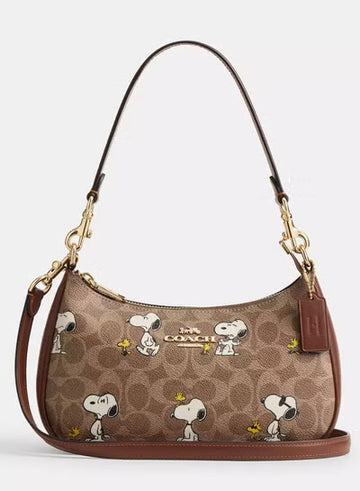 Coach x Peanuts Teri Shoulder Bag in Signature Canvas with Snoopy Print