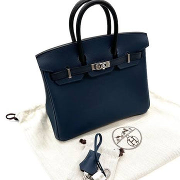 Hermès Birkin 25 Verso – Blue Encre Togo & Orange H (Palladium Hardware)