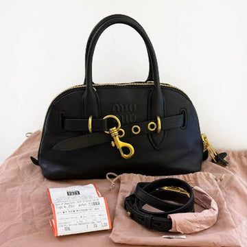 Miu Miu Aventure Nappa Leather Top-Handle Bag in black