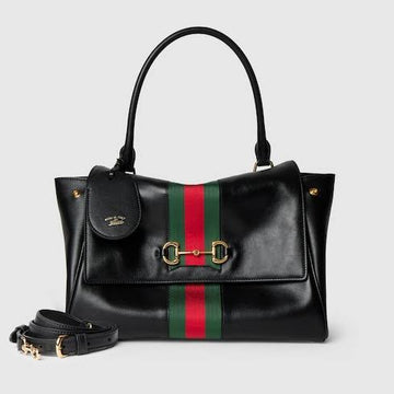 Gucci Paparazzo Medium Top Handle Bag in black leather