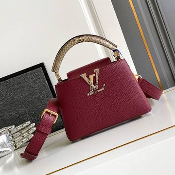 Louis Vuitton Capucines Mini Bag in a burgundy colorway