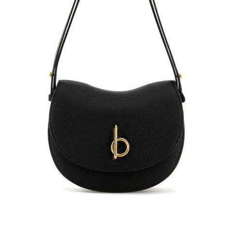Burberry Rocking Horse Bag in black pebbled calf leather.